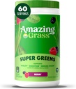 Amazing Grass Greens Blend Superfood: Super Greens Powder Smoothie Mix with Spirulina, Klorella, Beet Root Powder, Dgestive Enzymes & Probiootit, Berry, 60 Servings (Pakkaus May Vary)