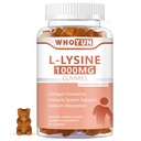 L-Lysine 1000mg Gummies, pureskeltava Lysiini täydentää aikuisille, Immuunituki, Collagen Formation Support, Lemon Flavor, 60 Count