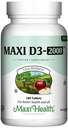 Maxi Health Kosher D3-vitamiini 2000IU - Erittäin imeytyvä D-vitamiinin lisäravinteet terveeseen immuunivasteeseen, kalsiumin imeytymiseen, hampaiden ja luun terveyteen - D3-vitamiini 2000 IU - 180 tablettia