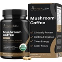 100% Organic Mushroom Coffee Kapselit - Natural Energy Supplement 130mg kofeiini kliinisesti todistettu Green Coffee Bean & Guayusa Otteita Jitter-free Energy & Focus (30 palvelinta)