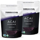 Terrasoul Superfoods Organic Acai Berry Powder, 4 Oz (Pack of 2), Freeze Dried for Freshness, Omega Fats Boost for Smoothie Bowls, ja Antioksidantti-pakatut Superfoods reseptit