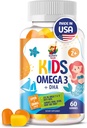Omega 3 Gummies lapsille & aikuisille - 60 purukumit - Ei kalaöljyä Omega 3 6 9 DHA Gummy Supplement