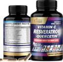 Organic Cadane Resveratrol täydennysosa - 12in1 Sekoitettu VIT.C, Quercetin, berberiini, kurkuma, vihreä tee & enemmän - 90 kapselia 3 kuukautta