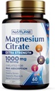 Magnesiumsitraatti 1000 mg - Max Imeytyminen ja korkea teho Magnesium Complex Supplement for Heart, Lihas, Hermo, Bone Health & Stress Relief - Ei-GMO, Gluteenittomat - 60 Vegaanikapselit
