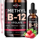 B12-vitamiini nestetippa, B12-vitamiinit 5000 mikrog, B-vitamiinikompleksin täydennysosa metyylikobalamiini B12-sublinguaalisesti, B6-vitamiini, Folaatti energialle, aivot, sydänterveys, vegaaninen mansikkamaku 2 Fl Oz
