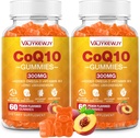 2 Pack CoQ10 Gummies 3000 mg - Plus Omega-3, B3-vitamiini ja sinkki, suuri imeytyvä Coenzyme Q10 lisäravinteet soluihin energia & hapettumisenestoaine tuki, vegan 120