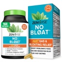 Zenwise Health No Bloat Dgestive Enzymes for Gut Health, Gas & Bloating Relief - Multi Enzymes Digestion Supplement with Probiootit, Inkivääri, Turmeric Voikukka & Lactase - Miehet & Naiset - 160 Count