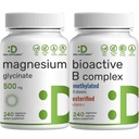 Magnesium Glycinate 500 mg kasviskapselit & Bioaktiivinen B-vitamiinin B- vitamiinipakkaus ...