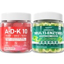 Ruoansulatuskanavan Entsyymit Gummie 1000 mg Pureskeltava - Break Down Food Nopeasti, 90 miljardia PMY, Probiootti, Postbiootti, Prebiootti & kuitu Blend & Vitamiini ADK Gummies + Kalsium Magnesiumsinkki Supplement