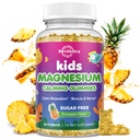 Lapset Magnesium Gummies, Magnesium Glycinate Gummies for Kids & Adults with L-Theanine, Kamomilla, Licorice, D-vitamiini, B6-vitamiinin uni, rentoutuminen, aivot ja lihakset, sokeriton ananas 60ct