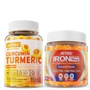 Sokeriton Turmeric Curcumin täytetyt Gummies 550mg aikuisille,Vegaani rauta Gummies täydentää C-vitamiini
