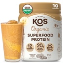 KOS Vegan Protein Powder, Chocolate Peanut Butter - Low Carb Pea Protein Blend, USDA Organic Superfood vitamiineja & Minerals - Keto, soija, Dairy Free - Ateriankorvike naisille ja miehille - 10 Tarjoilut