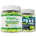Vegan Omega 3 Gummies 1000mg vegaaninen monivitamiini naisille miesten kanssa rautaa, B12, A, D3, K2, Algae Omega 3, magnesium, sinkki