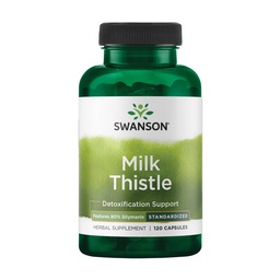 Swanson Milk Thistle (Standardized) - Herbal Liver Support Supplement w/ 80% Silymarin - Natural Formula Auttaa säilyttämään kaiken terveyden ja hyvinvoinnin - (120 kapselia)