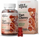 Wild & Organic Tart Cherry Gummies 7000 mg - Tart Cherry Extract täydennysosa Uric Level Support - 60 Vegan, ei-GMO