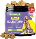 15:1 Koiran monivitamiinilisä - koiran vitamiinit immuunijärjestelmään, digestio, Hip & Joint, iho & takki - Essential Vitamiinit, Glukosamiini & Chondroitin - Kanan maku, 120 Chews