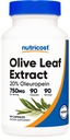 Nutricost Olive Leaf Extract (20% Oleuropein) 750 MG, 90 kapselia - ei-GMO, Gluteeniton
