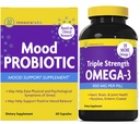 InnovixLabs Mood Probiootti & Triple Omega Bundle Mood Probiootti (60 kapselia) Triple Strength Omega-3 Fish Oil (200 Softgel). Tukee aivoja, niveliä ja immuuniterveyttä