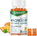 Magnesium Glycinate Gummies 1000 mg - Sokeriton magnesium Kaliumlisä D-vitamiini, B6, CoQ10 rauhoittaa mielialan ja unen tukea - 60 Orange Gummies
