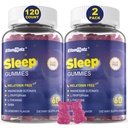 Melatoniinin ilmainen unilääke Gummiet aikuisille, sokeriton nukkuva Gummy No Melatoniini, luonnollinen rauhallinen Gumies kanssa magnesium Glycinate, L-Tryptofaani, L-Theanine, GABA, Ashwagandha, Valerian, 120cts