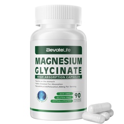 Magnesium Glycinate 400 MG per tarjoilu 100% Chelated for High Absorption, Gentle On Stoach, Ei-GMO, 90 kasvissyöjän kapselit