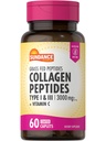 Sundance Collagen Peptides Pills | 3000mg | Type I & II with Vitamin C | 60 Count | Non-GMO & Gluten Free Supplement
