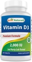 Best Naturals D3 2000 IU (50 mikrog) - 100 tablettia - 100 päivän tarjonta - auttaa tukemaan immuuniterveyttä, vahva luut ja hampaat, & lihasten toiminta (100 luku (Pakkaus 1))