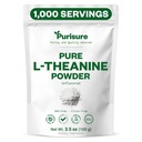 Purisure L-Theanine Powder, 100 g, Pure L Theanine Powder, joka edistää rentoutumista ja Focus, Supplement for Cognitive Function, No Fillers, non-GMO, 1000 tarjoilua