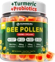 Dgestiivinen terveys ja paino Bee Pollen Organic 1000mg, w/Probiootit, Prebiootit & Turmeeric, Bee Pollen Gummies Rikas B-vitamiini, Antioksidantit, aminohapot, Ruoansulatus, paino & energia