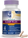 NEURIVA Sleep Plus 4-in-1 Edut - Kliinisesti testattu Ashwagandha, L-Theanine & Melatoniini - Vähentää stressiä, Nukahtaa nopeammin, parantaa unen laatua, herätä virkistynyt*, 58ct kapselit