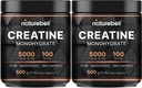 NatureBell 2 pakkaus Creatiini Monohydraatti Powder 500g, 5 000 mg per tarjoilu . Mikronoitu, puhdas ja makuton.