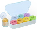 NatureTouch Weekly Pill Organizer, BPA Free Medicine Organizer Rainbow 9 päivän pillerilaatikko, Päivittäinen kannettava pilleri Container pillereille / Vitamin / kalaöljy / lisäravinteet [Viimeisin versio], Sininen