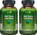 Irwin Naturals Milk Thistle Liver Detox - 60 Liquid Soft-Gels, pakkaus 2 - Tukee maksan terveyttä kanssa Voikukka, Artisokka, Turmeerinen & vihreä juuri - 60 Yhteensä
