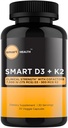 D3-vitamiini + K2 - Bone Health & Immunosupport - 7000 IU(175 MCG)D3 + 500 MCG K2 - Cofactors B6, Magnesium & Sinkki - Gluteeniton, vegaaninen, muu kuin GMO - ravintolisä - 30 kasviskapselia