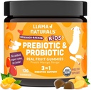 Llama Naturals Kids Probiootti Prebioottikuitua, Vegan, Organic Prebiootit ja Probiootit Gut Health Support, Toddler Real Fruit Gummy Vitamiineja, Ei lisätty sokeriruoko, Persikka Mango, 120 Ct