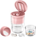Pill Cutter Splitter kanssa Jakaja, Pill Cutter pienille tai suurille pillereille, Harjaa pillereitä, Vitamiinit, Tabletit, Ruostumaton teräs terä, Irrotettava Juoma Cup (Pink-1)