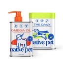 Native Pet Pack Johtajat Bundle - Daily Dog Multivitamiini (7 oz.) & Omega Oil for Dogs (8 oz.) - Omega 3 Fish Oil for Healthy Skin, kiiltävä takki, & Vahvat jointit & Daily Multivitamiini pentuja