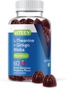 Vitey L-Theanine Gummies Ginkgo Biloba aikuisille - Aids in Focus & Rentoutua, parantaa mielialaa - Non GMO, Liivate, Gluteeniton, Luonnollisesti Lähde: Juustomaku Vadelma Maku