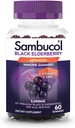 Sambuco Musta Elderberry Gummies - Elderberry sinkki ja C-vitamiini aikuisille, Sambucus Gummies, Immuuni tuki - 60 Count