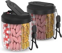 Pill Dispenser 7 Suuret Osastot, Pill Bottle Organizer for Travel, Supplement Organizer anti-Mixing Design, BPA-free Pill Container 20 kpl etiketit, musta 2kpl
