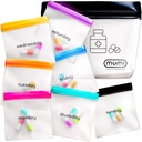 MUMI Pill Pouch Set, 7 Mini Zipper Puches pillereille, Pieni pilleri laukut, Uudelleen käytettävä pilleri Poches for Medicine Travel, Takki pilleri Järjestäjä, Käsilaukku tarvikkeet, Vitamiini Organizer