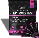 Enhanced Electrolyte Powder Stick Packs (Musta kirsikka 20 pakkausta) w/ 0 Sokeri + BCAAs + B- Vitamins Elektrolyytti täydentää w Kalium Sinkki & Magnesium for Hydration - Keto Electrolytes