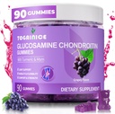 Joint Support Gummies Glukosamiini Chondroitin, sokeriton, 1500 mg Extra vahvuus MSM & Turmeric (90 Count)