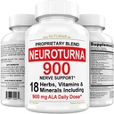 Neuropatia Tuki Nerve täydentää 900 mg Pure Alpha Lipoic Acid - Maximum Strength Formula, Fortify Hermojen sormet, kädet, varpaat, & jalat - Paras perifeerinen tuki - 180 kapselia