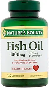 Nature's Bounty 300 mg Omega-3 Fish Oil 1000 mg Softgels 120 päällystettyä pehmeää geeliä (Pack of 2)
