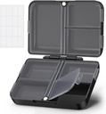 AUVON Daily Pill Organizer Sopii kukkarolla tai taskulla, Compact Travel Pill Box tapauksessa Slim Folding Design ja pitkä-viimeisimmät saranat pitää vitamiini, kalaöljy, täydentää tai koruja(musta)