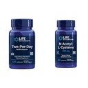 Life Extension Two Per-Day Multivitamiini, Vitamiinit B, C, D, sinkki, 25 vitamiinit, Mineraalit & uutteet, 120 kapselit Bundle N-Asetyl-L-Cysteine (NAC) 600 mg, 60 kapselit