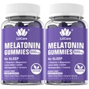 Melatoniini 20 mg Gummies for Aikuinen (2 pakkausta) Extra Strength L-Theanine, Ashwagandha, Magnesium, Turmeric, GABA, sitruuna Balm ja kamomilla tukea Terve Circadian Rhythm, Rypäle Flavor