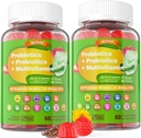 Vegan Probiootit Gummies for Women & Men - Kuitu Prebiootit Lisäravinteet ... 50 miljardia PMY:ää Probiootit, inuliini, Psyllium husk & multivitamiini for Gut, Digestion & Immuno Health,2 Pack