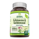 Herbal Secrets Echinacea & Goldenseal juurilisää ... 450 Mg per tarjoilu... Kasviskapselit...